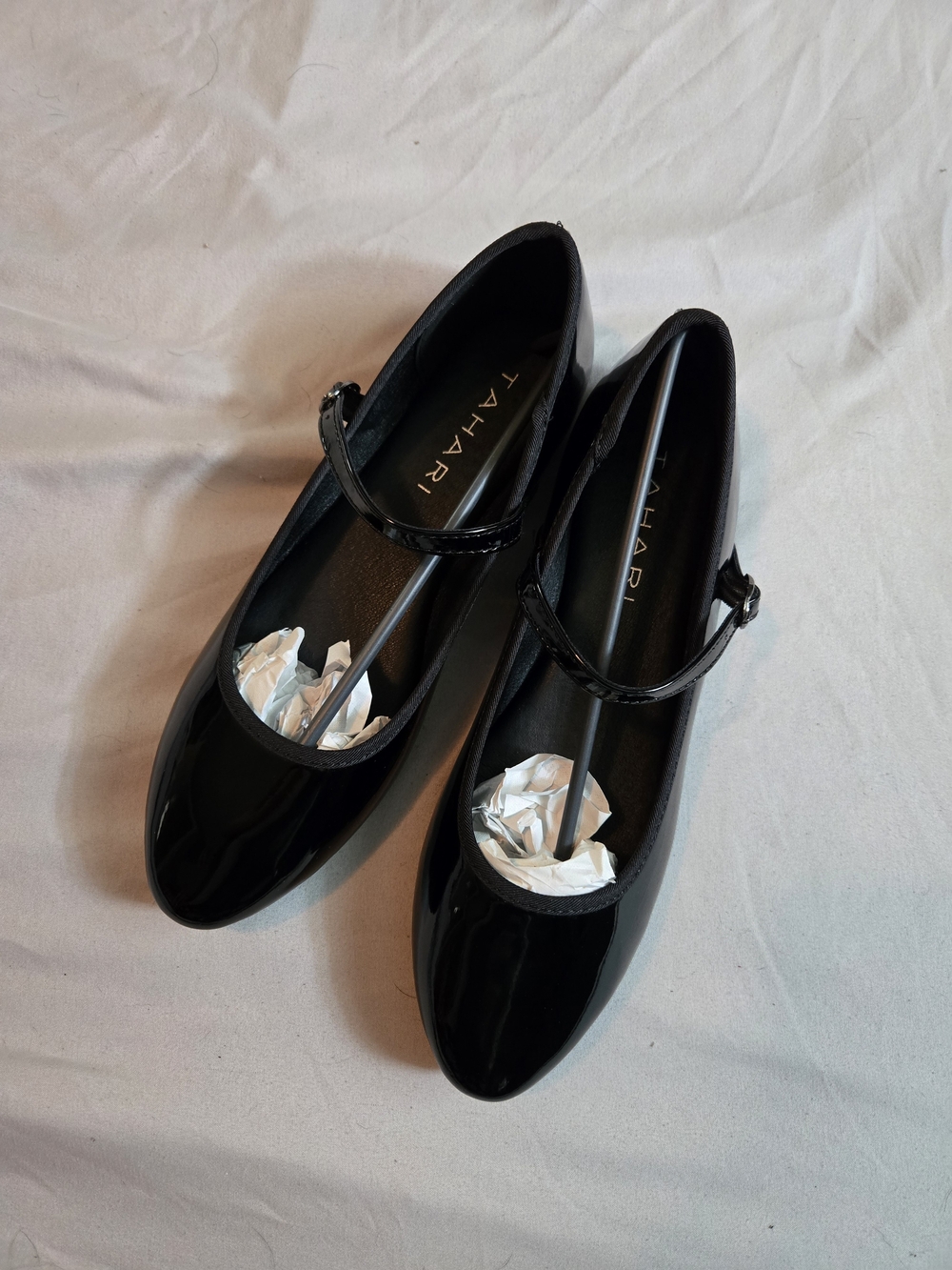 Tahari Black Patent Mary Jane Flats
